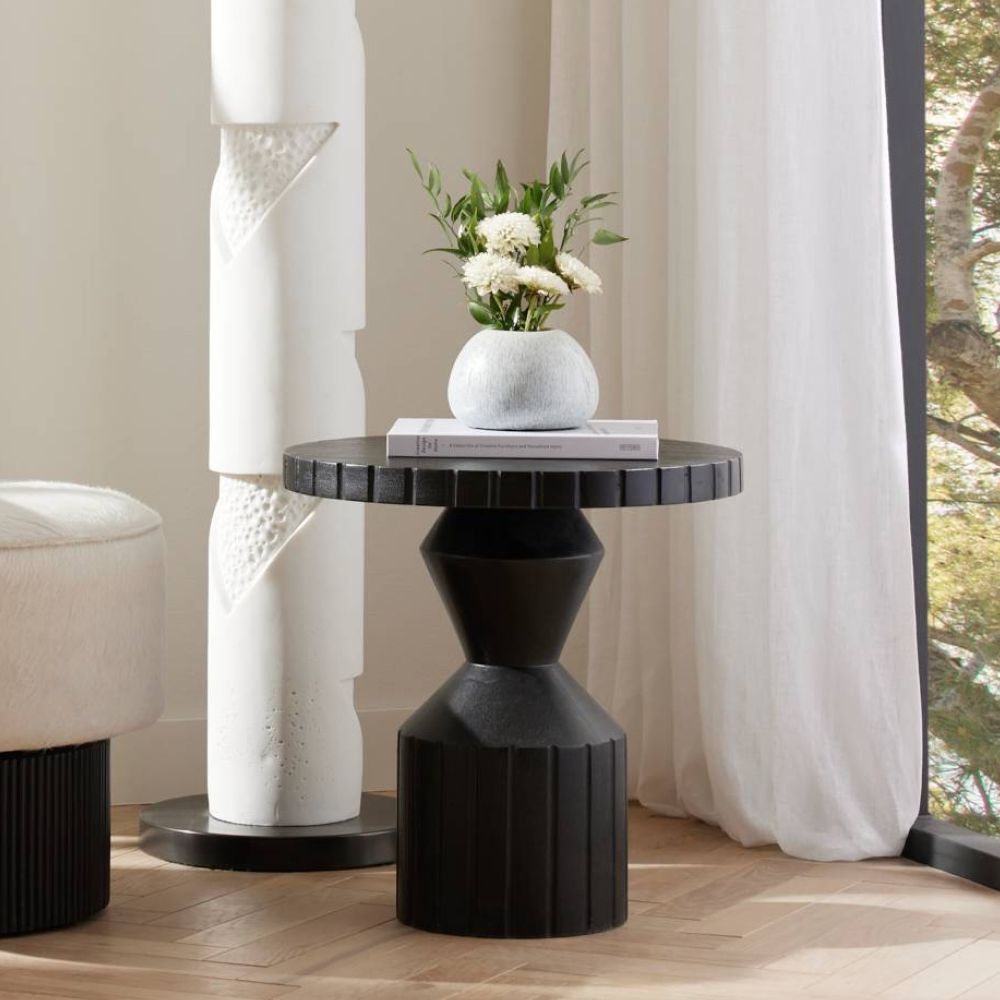 arteriors calypso end table black styled