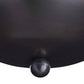 Close-up of a black leather armchair with a spherical metal knob on a white background
