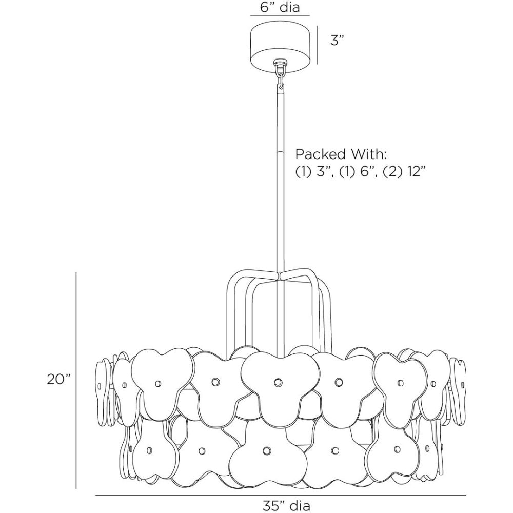 arteriors cascade chandelier diagram