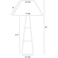 Line drawing of a lamp with dimensions labeled
