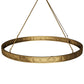 Gold circular metal ring with engraved patterns on a white background