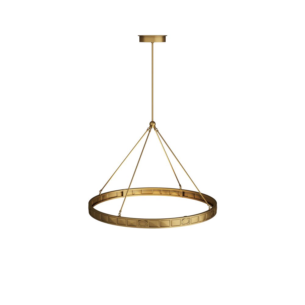 Gold pendant light fixture on a white background
