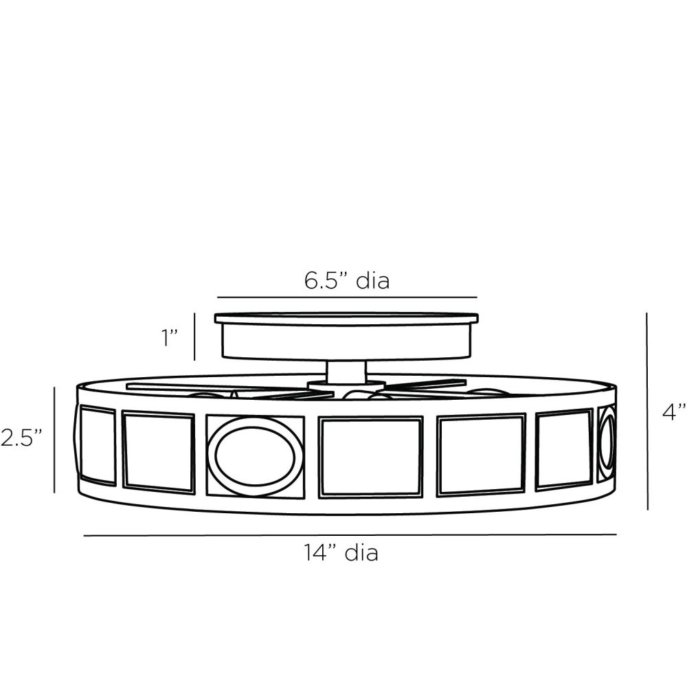 Technical drawing of a circular object with dimensions labeled