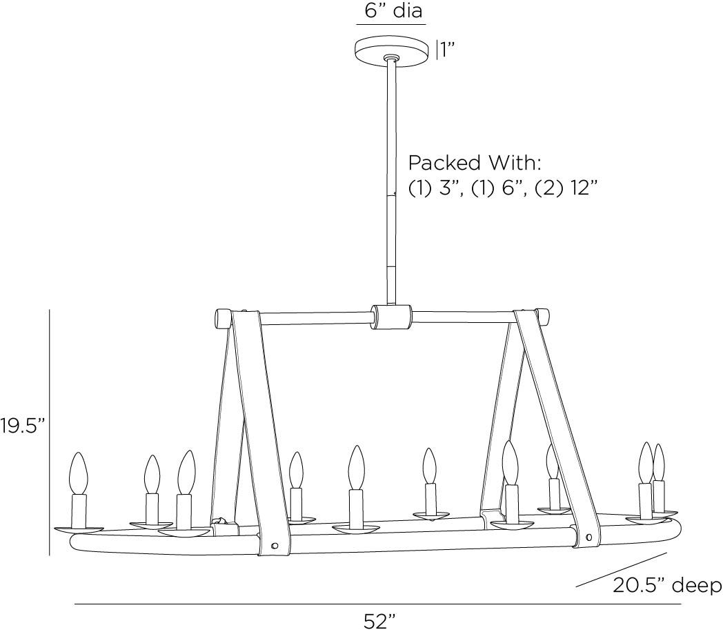 arteriors anglewood chandelier diagram