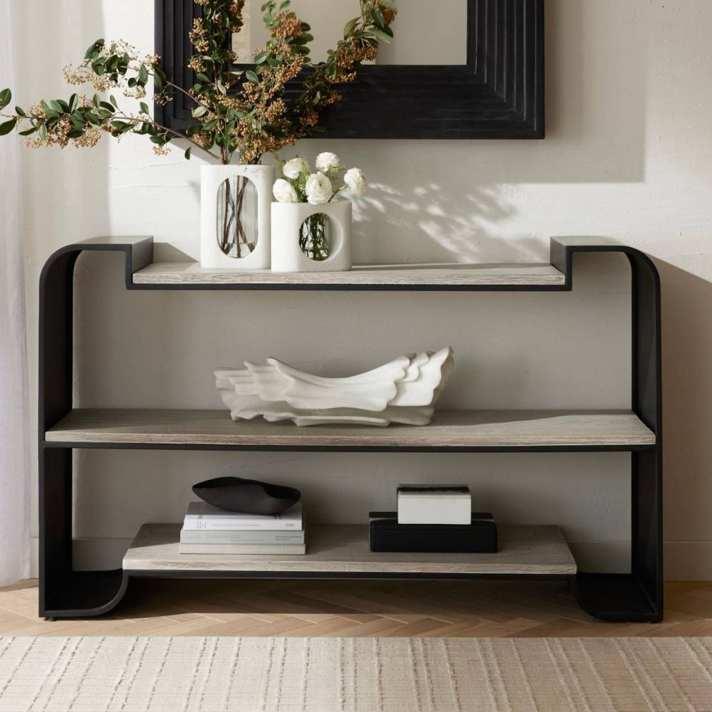 arteriors epton bookshelf styled