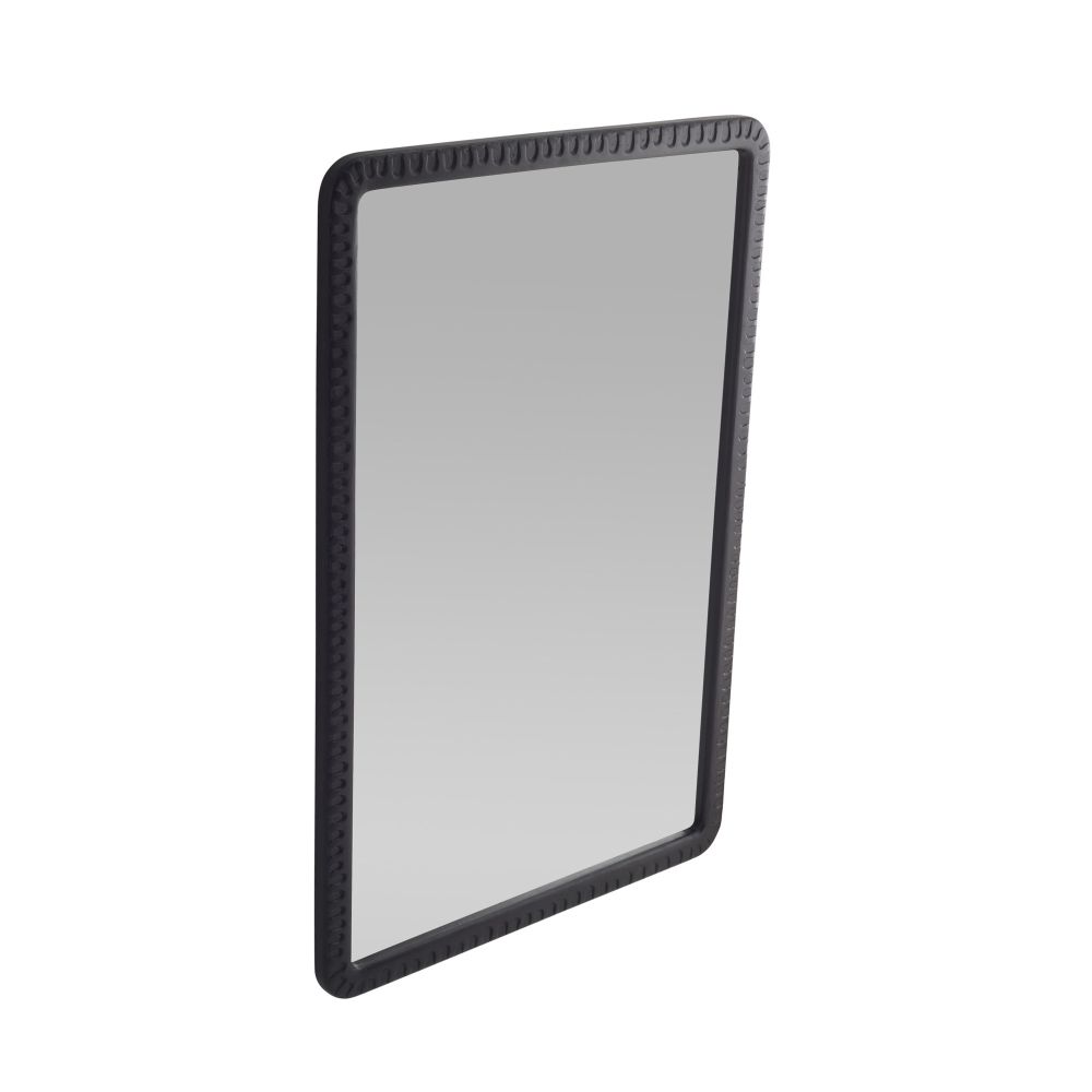 Rectangular mirror with a black frame on a white background