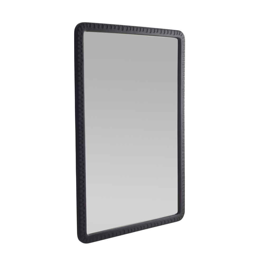 Rectangular mirror with a black frame on a white background
