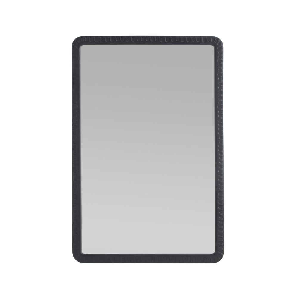 Rectangular mirror with black frame on a white background