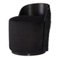 Black chair with textured armrest on a white background