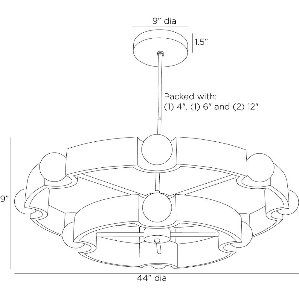 arteriors hans chandelier diagram