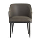 Gray leather armchair with black legs on a white background