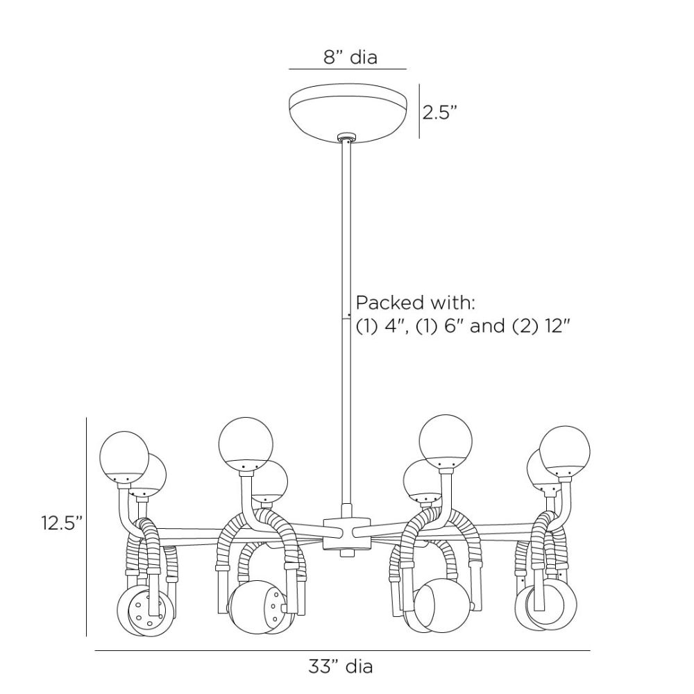 arteriors hollins chandelier diagram