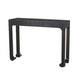Black console table on a white background