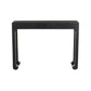 Black console table on a white background