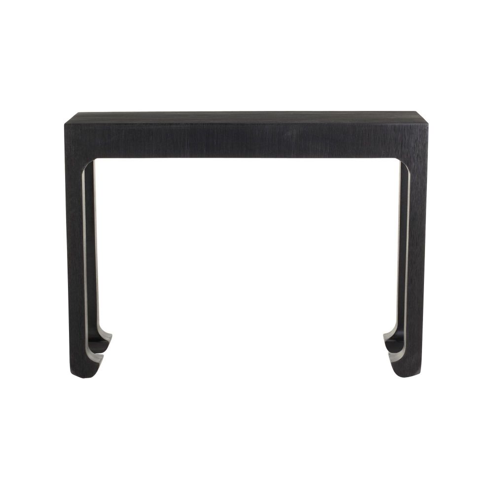 Black console table on a white background