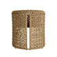 Woven cylindrical stool on a white background