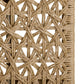 Close-up of woven natural material with a geometric pattern on a white background