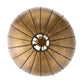 Round gold lampshade with ribbed texture on a white background