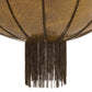 Decorative lamp with a textured shade and hanging chains on a white background