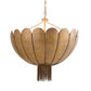 Decorative chandelier with a gold finish on a white background