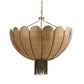 Decorative chandelier with a gold finish on a white background