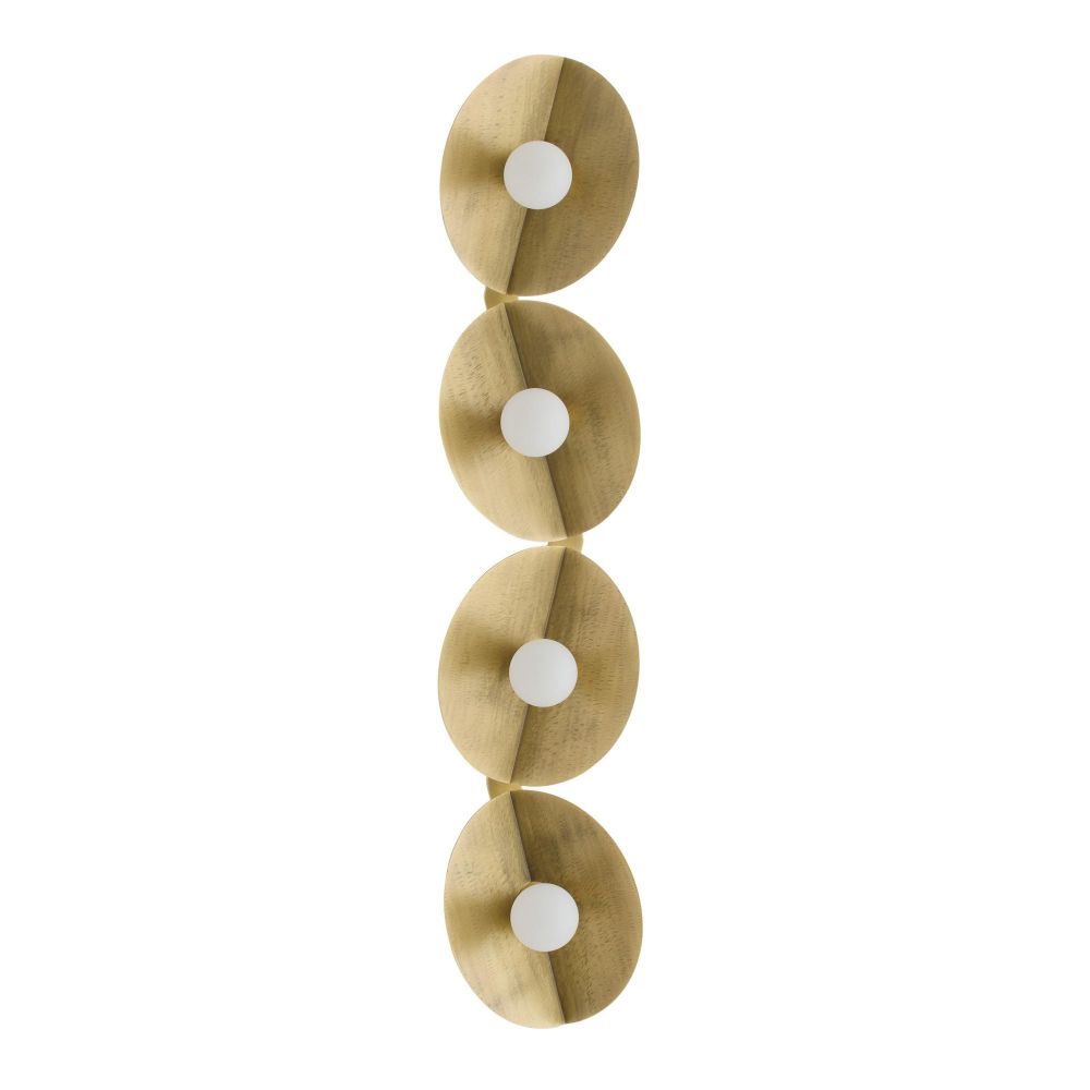 Decorative wall sconce with gold and white design on a white background