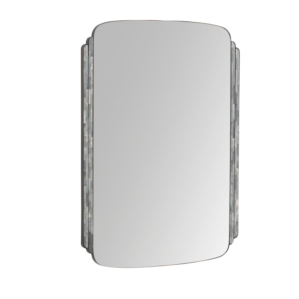 Rectangular mirror with decorative frame on a white background
