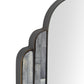 Decorative wall mirror with scalloped edge and textured frame on a white background