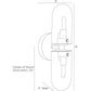 Technical drawing of a wall-mounted shower head with dimensions labeled