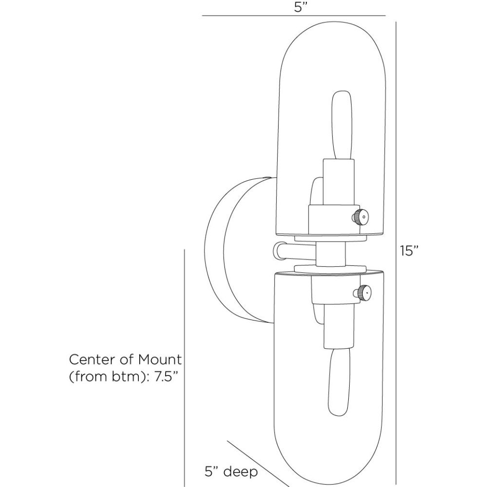 Technical drawing of a wall-mounted shower head with dimensions labeled