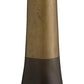 Tall cylindrical object with a gradient from bronze to black on a white background