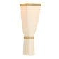 Beige sconce with gold trim on a white background