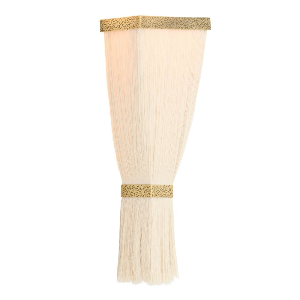 Beige sconce with gold trim on a white background