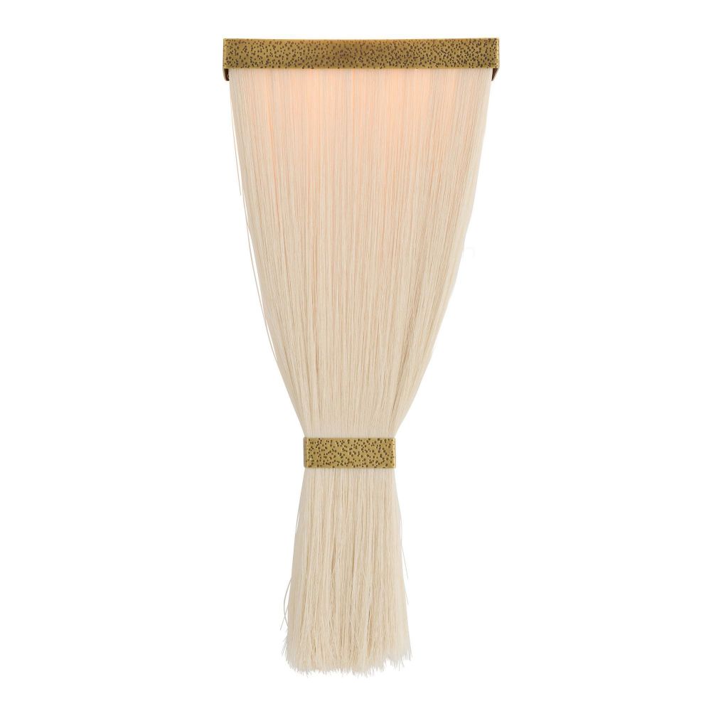 Beige sconce with gold trim on a white background