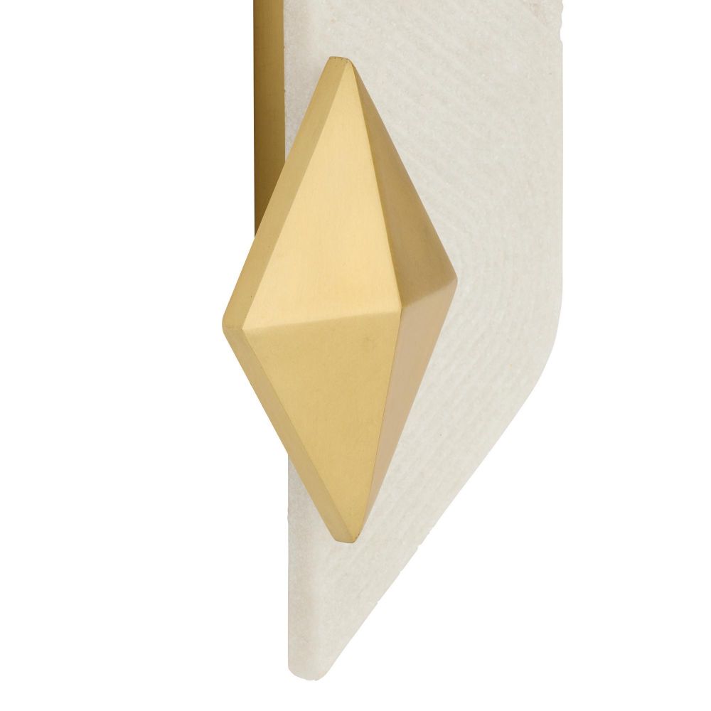 Gold geometric wall sconce on a white background