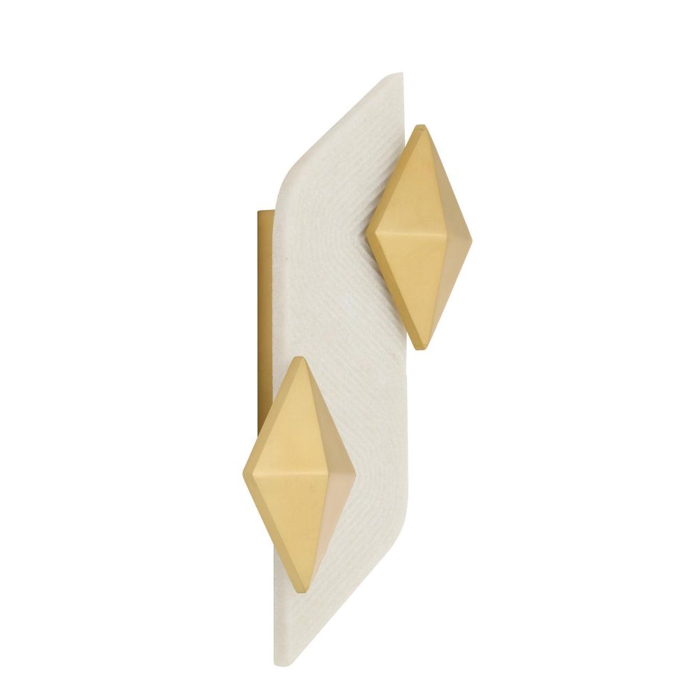Decorative wall sconce with gold geometric accents on a white background