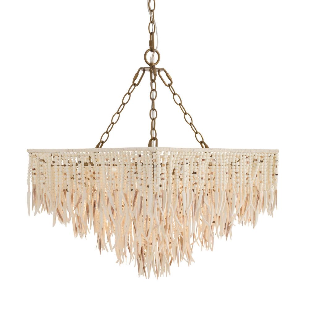 Beaded chandelier with chain on a white background