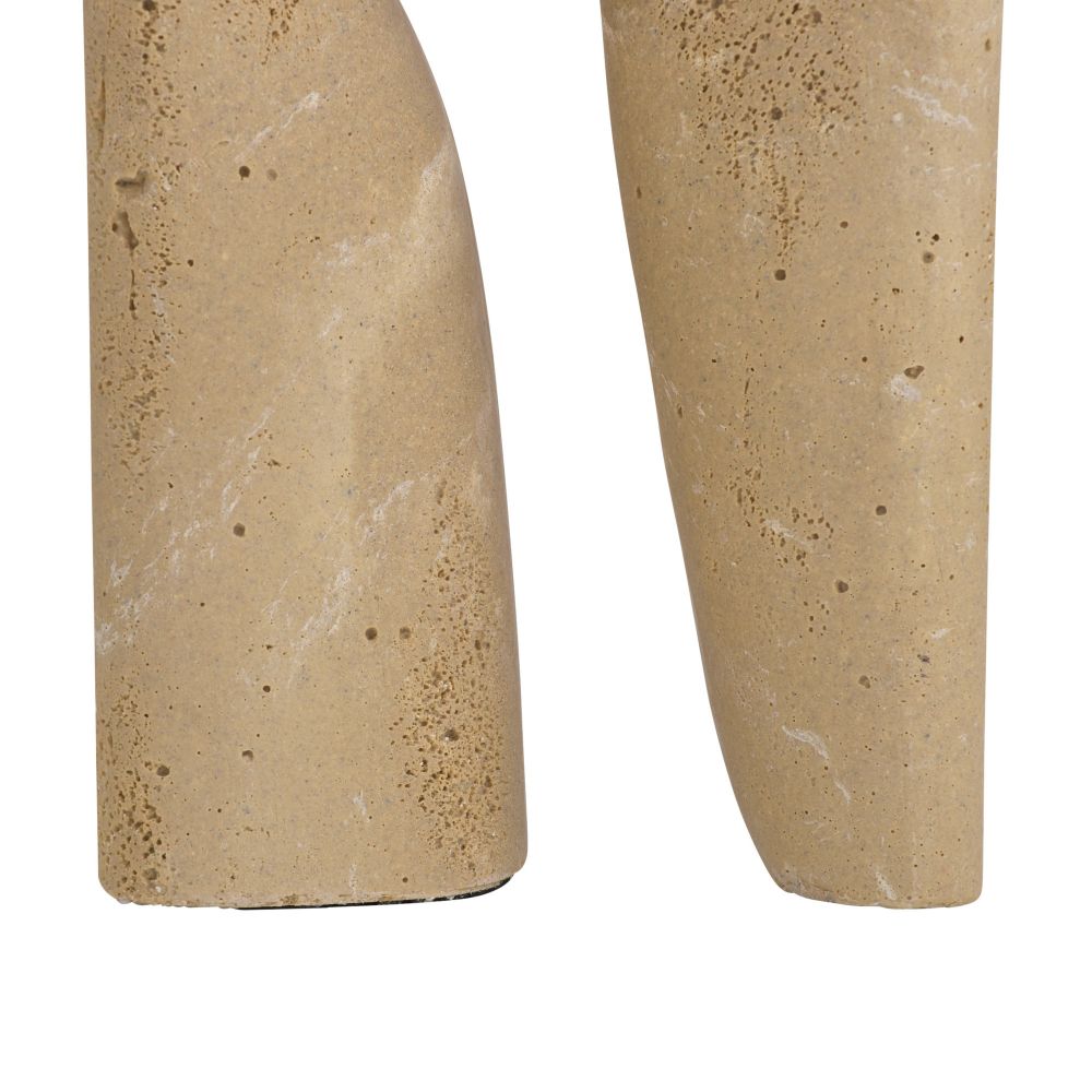 Close-up of two beige stone pillars on a white background