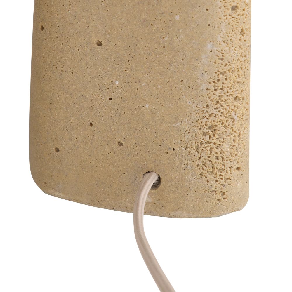 Beige textured wall-mounted lamp with a visible cable on a white background