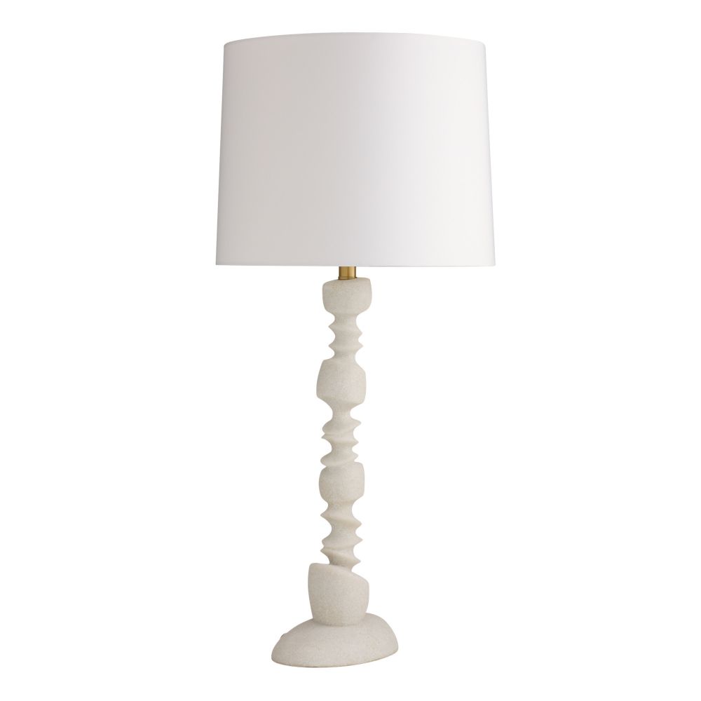 White table lamp with a white shade on a white background