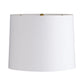 White lampshade with gold accents on a white background