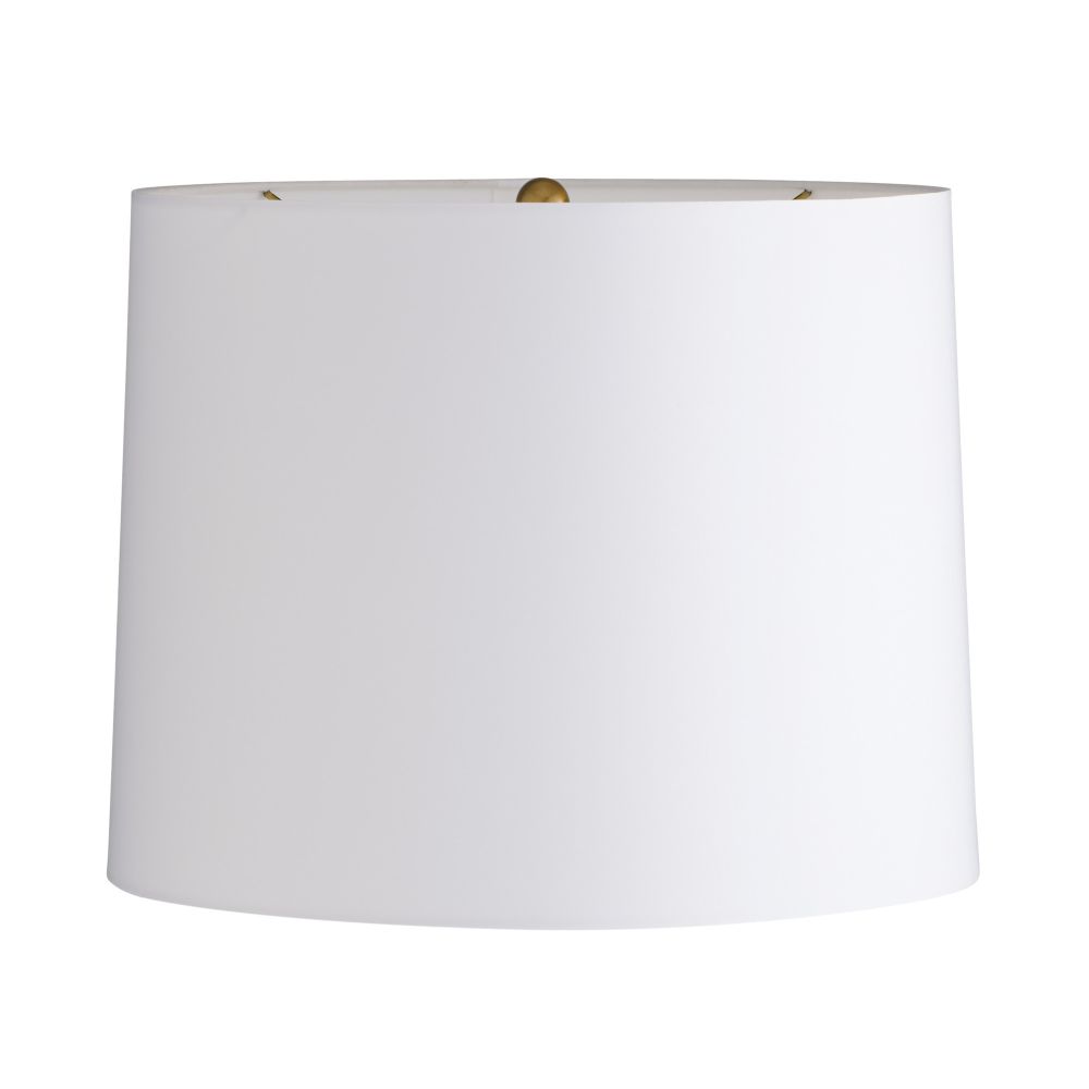 White lampshade with gold accents on a white background