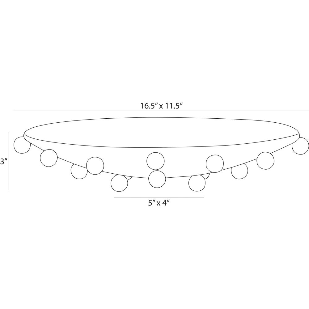 Measurement chart of a circular object with dimensions labeled
