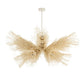 Decorative pendant light with natural fiber design on a white background