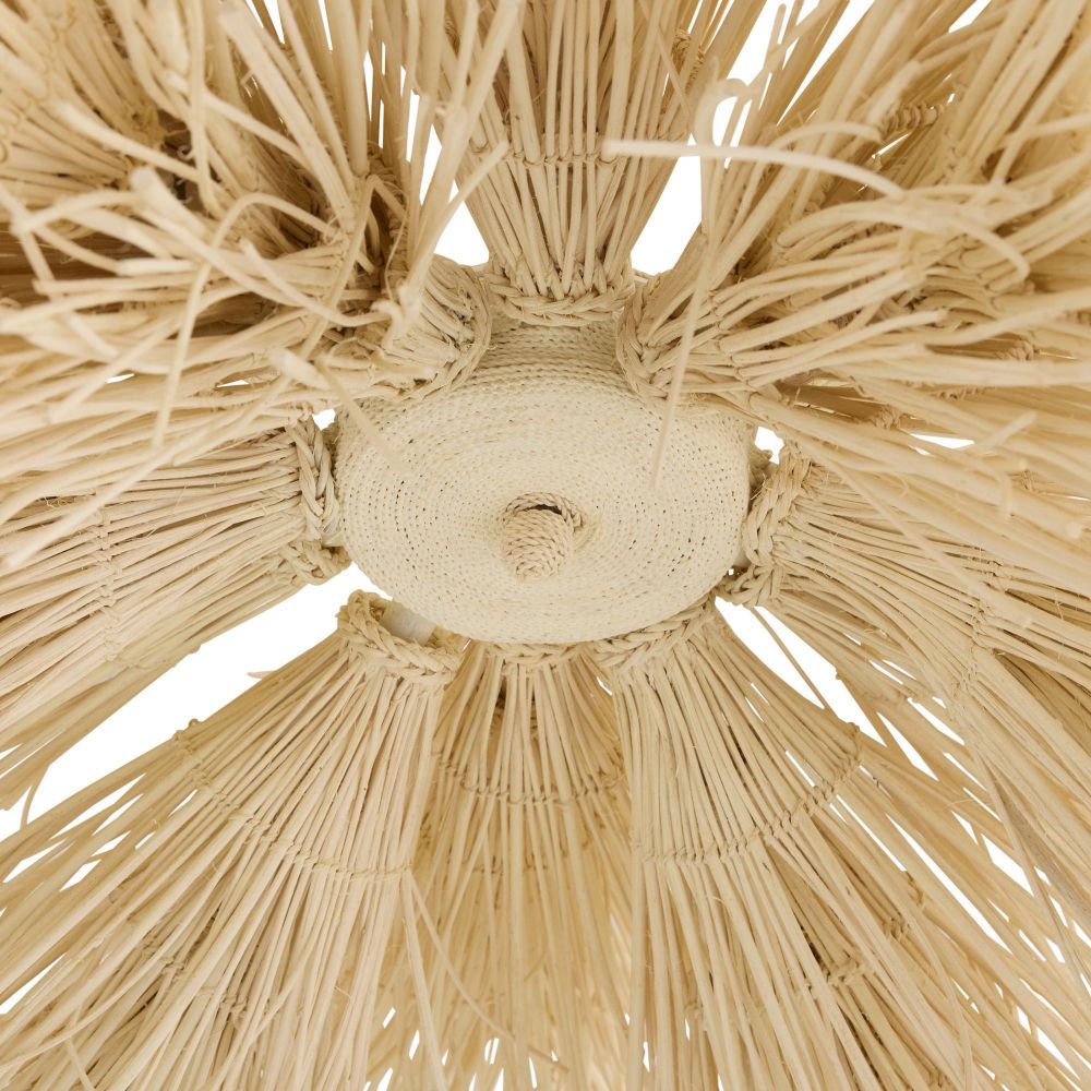 Close-up of a natural woven ceiling light fixture