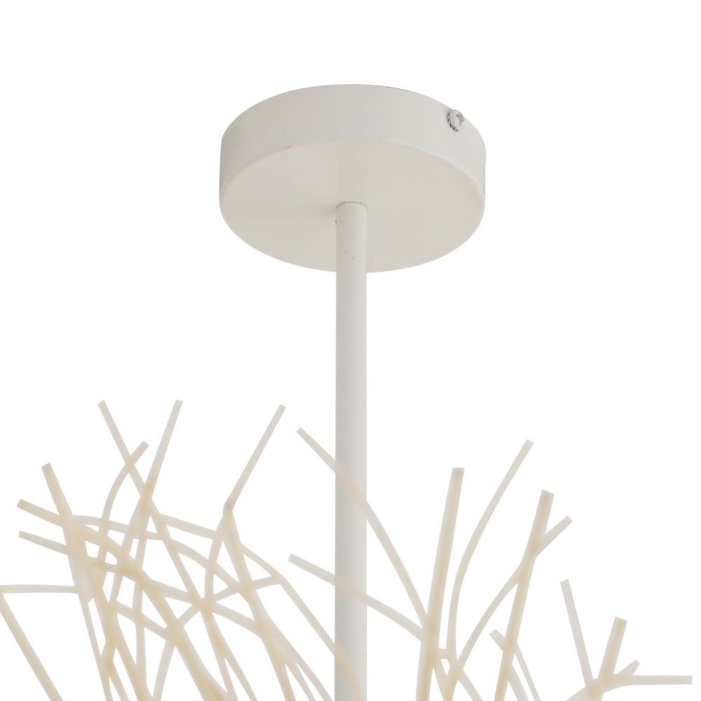 Ceiling light fixture with white branches on a white background