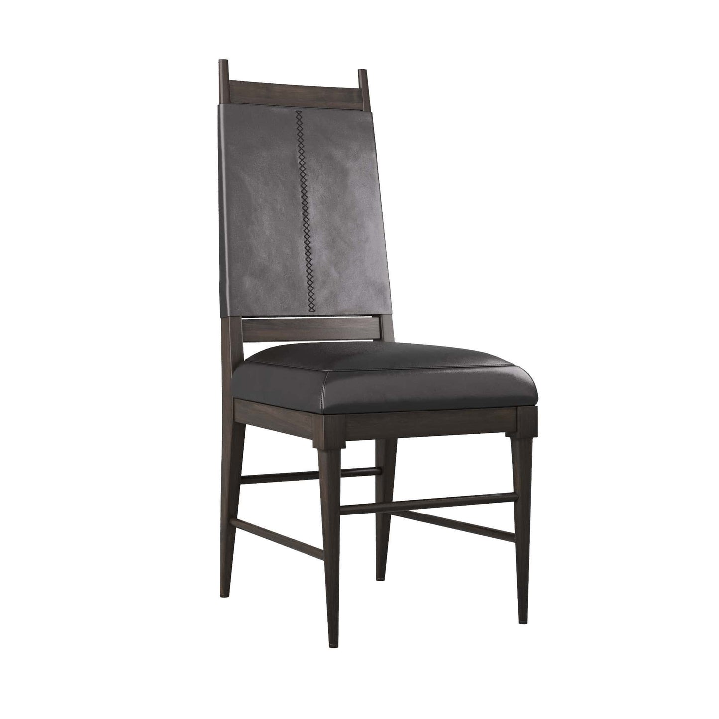arteriors keegan chair black leather angle