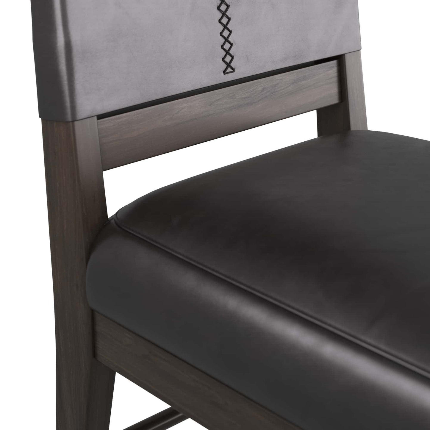arteriors keegan chair black leather detail