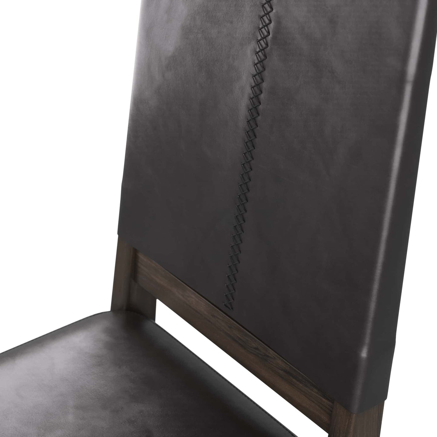 arteriors keegan chair black leather stitch detail