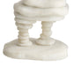 White marble decorative piece with spiral design on a white background